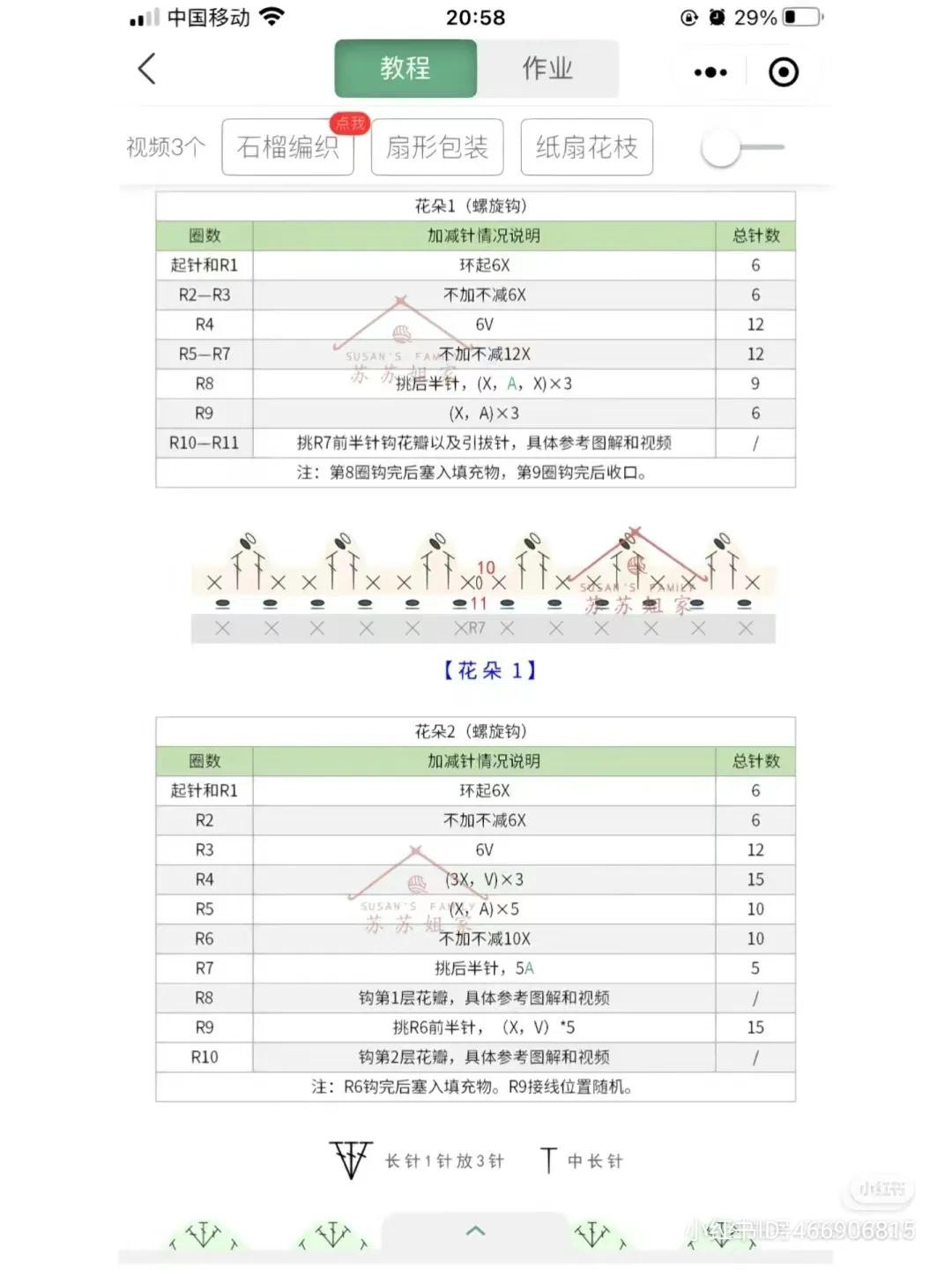 Crochet Pomegranate Flower Branch Chart and Tutorial