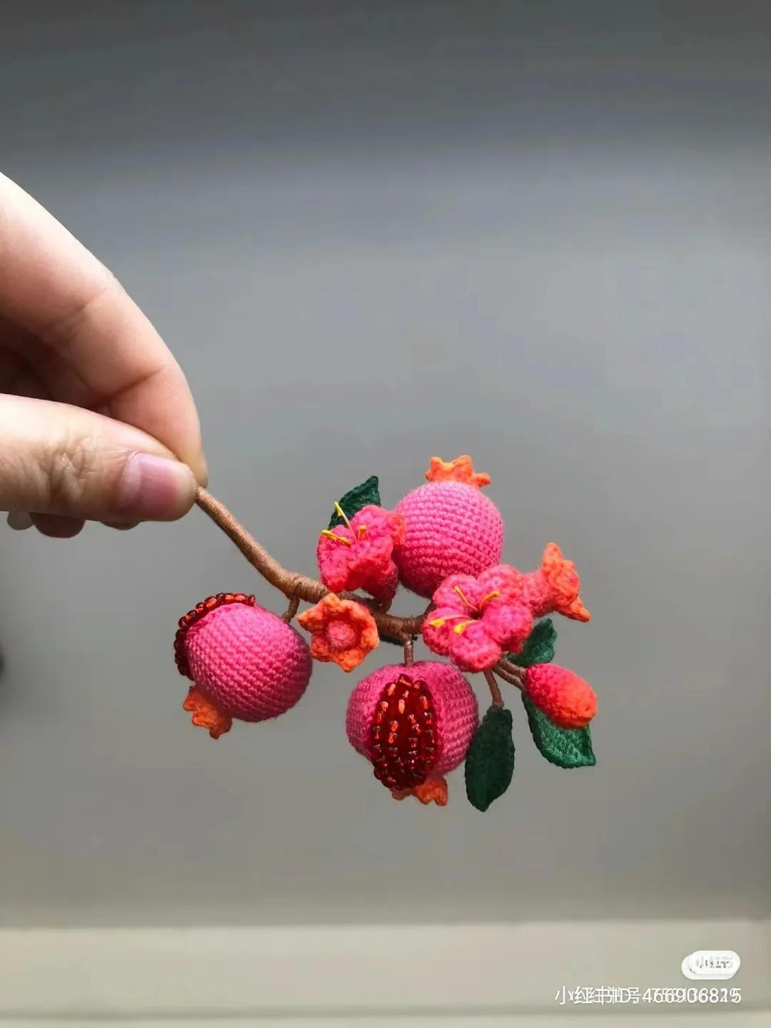 Crochet Pomegranate Flower Branch Chart and Tutorial