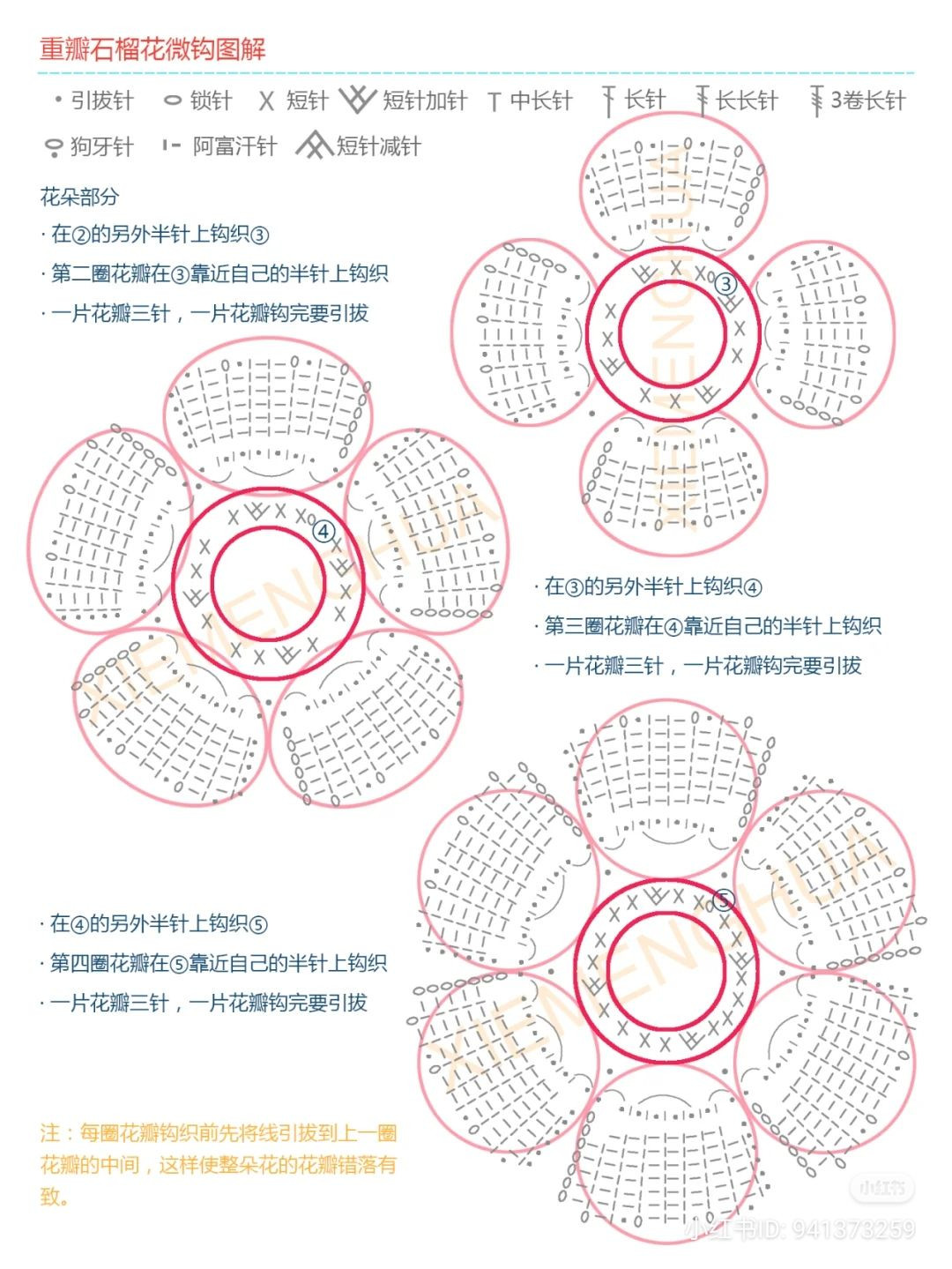 Crochet Pomegranate Flower Pattern Chart