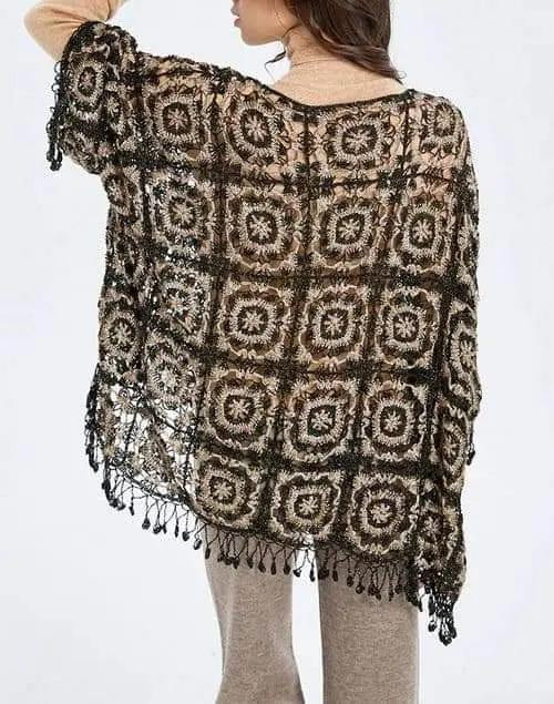 Crochet Poncho Cardigan Pattern: Detailed Chart and Instructions for Yellow Fuga Yarn