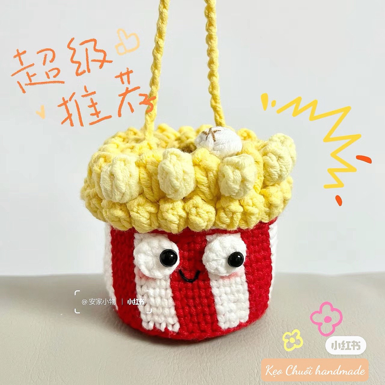 Crochet Popcorn Bucket Bag Tutorial Pattern