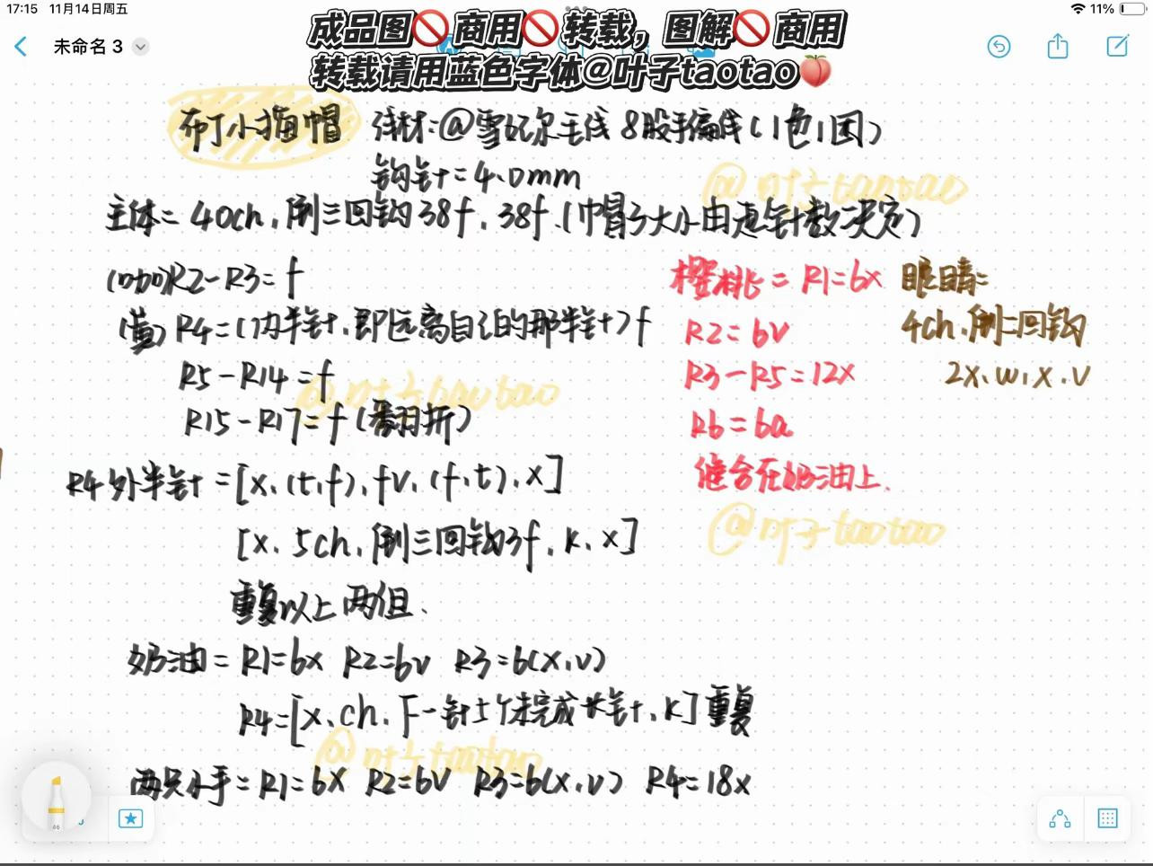 Crochet Pudding Hat and Bag Pattern Chart