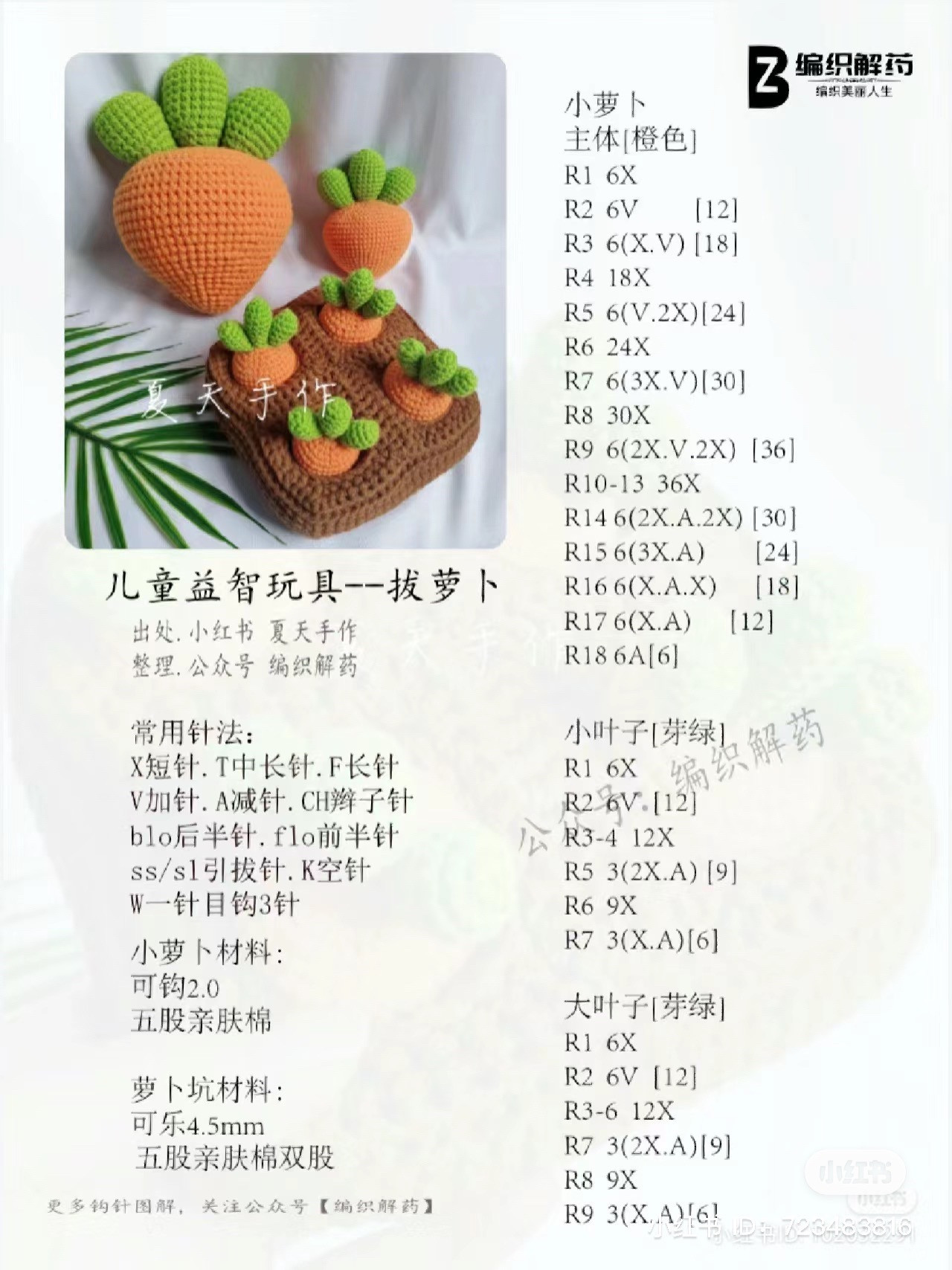 Crochet Pulling Radish Toy Chart with Soil Box Pattern