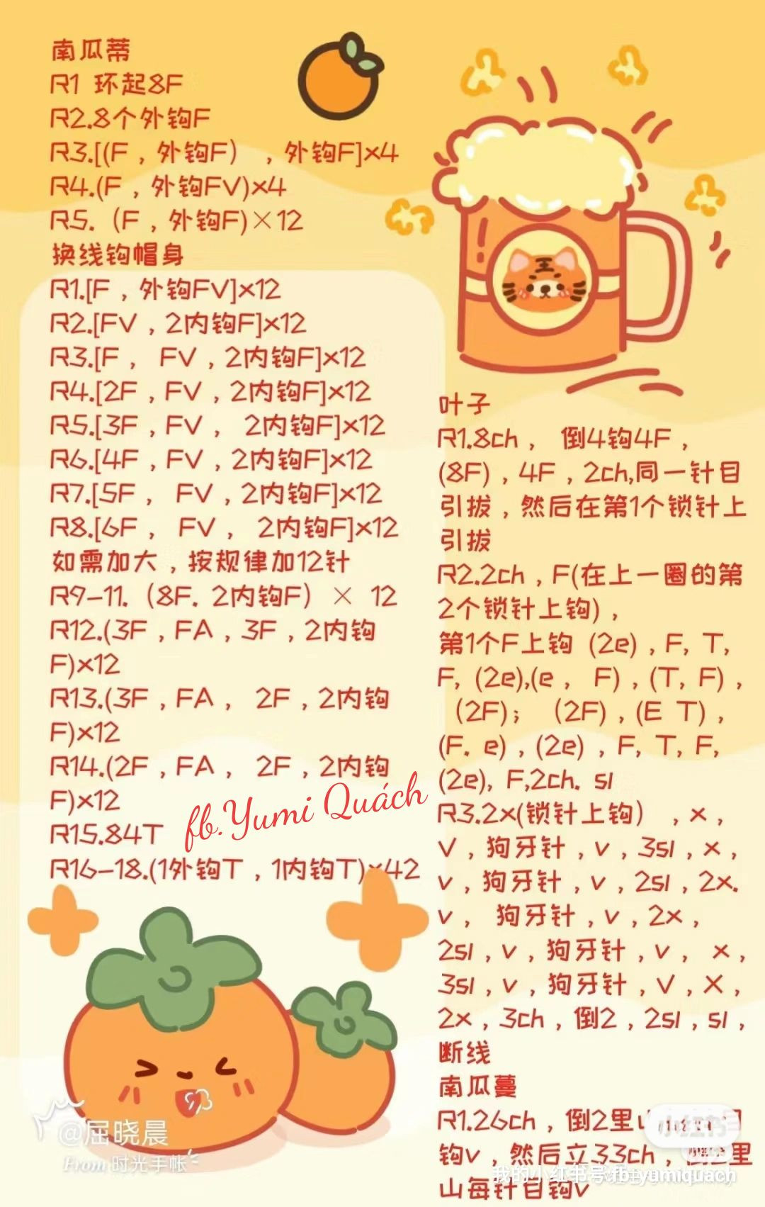 Crochet Pumpkin Hat Pattern Chart for Kids