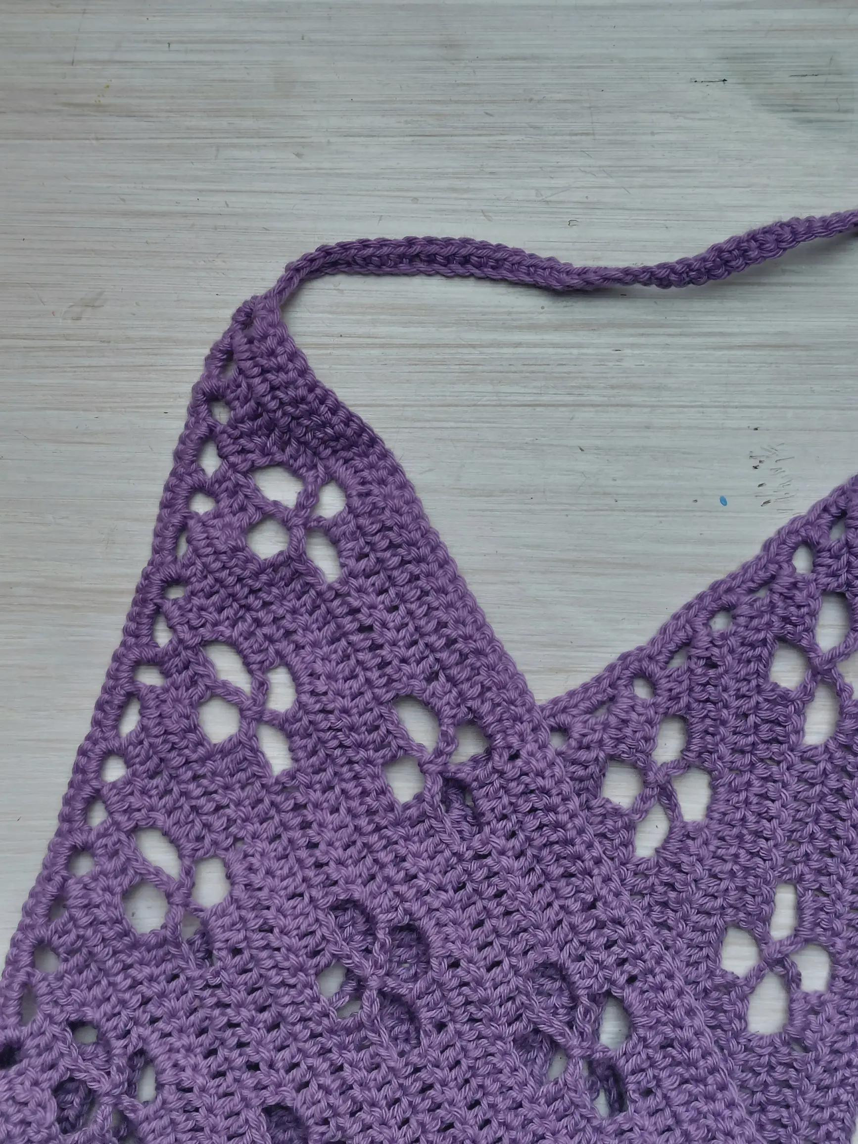 Crochet Purple Lace Bandana Pattern with Chart and Tutorial