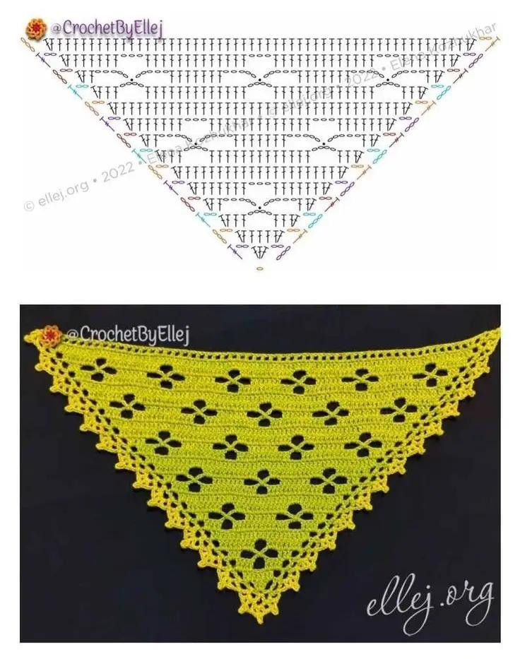 Crochet Purple Lace Bandana Pattern with Chart and Tutorial