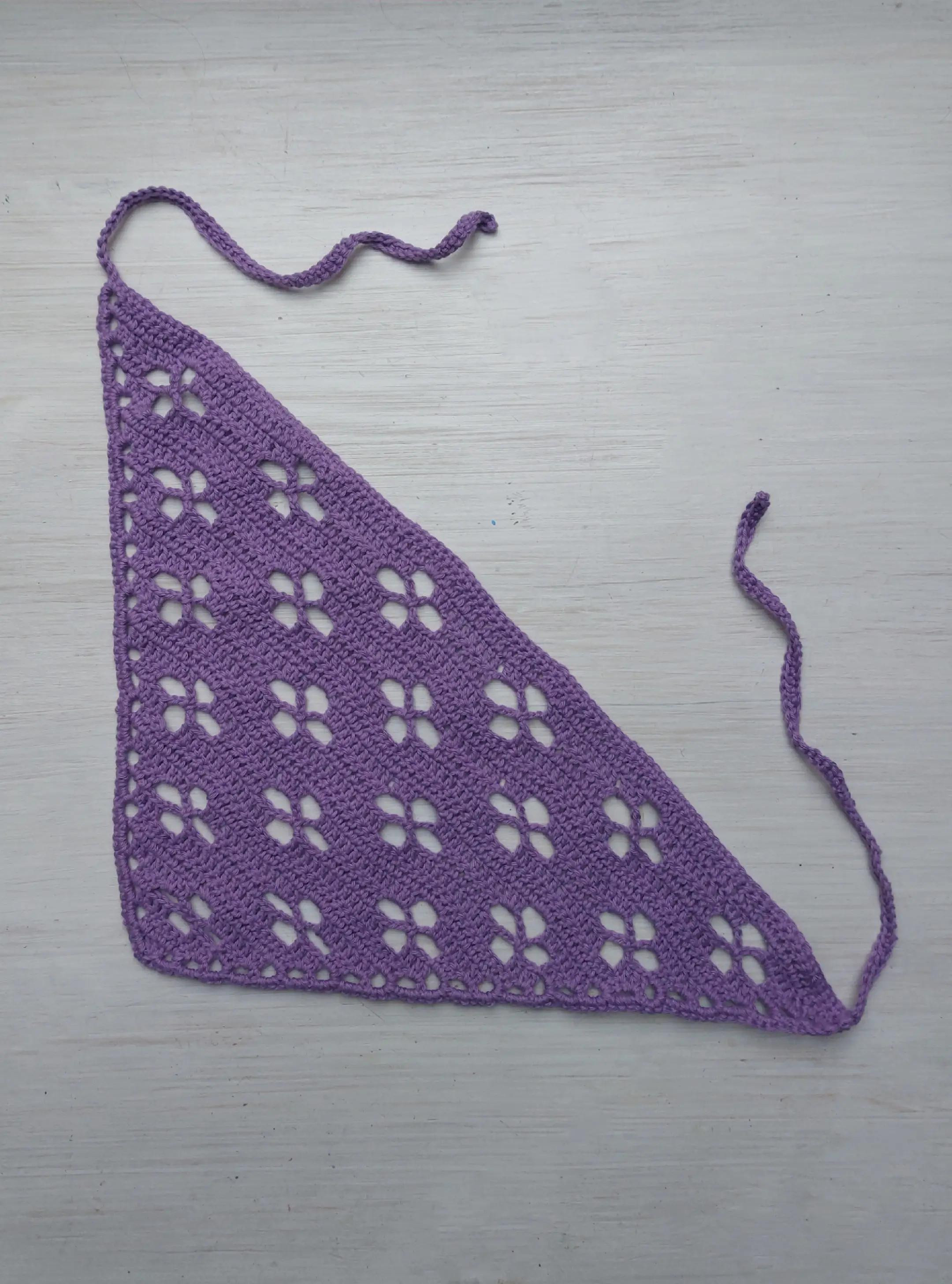 Crochet Purple Lace Bandana Pattern with Chart and Tutorial