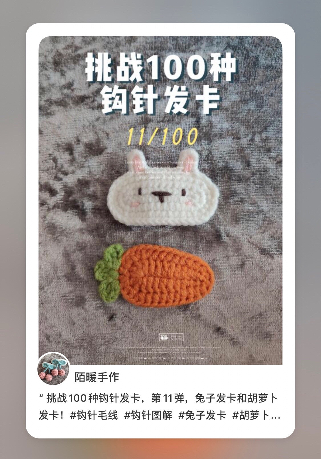 Crochet Rabbit and Carrot Hair Clip Flat Chart Pattern