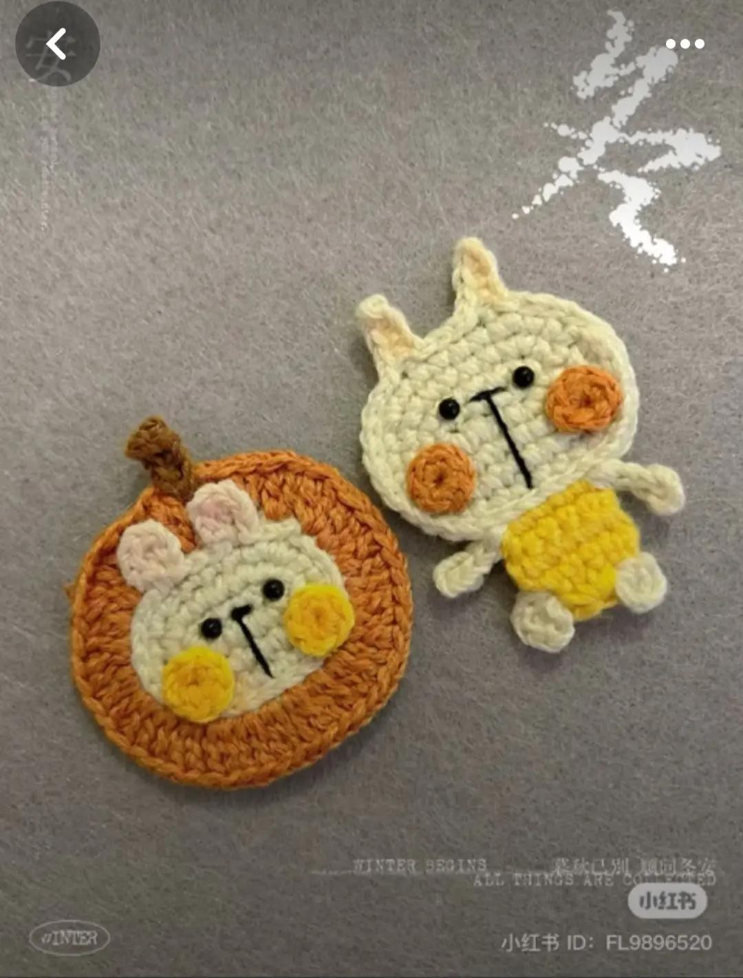 Crochet Rabbit and Squidward Hair Clip Patterns with Step-by-Step Instructions