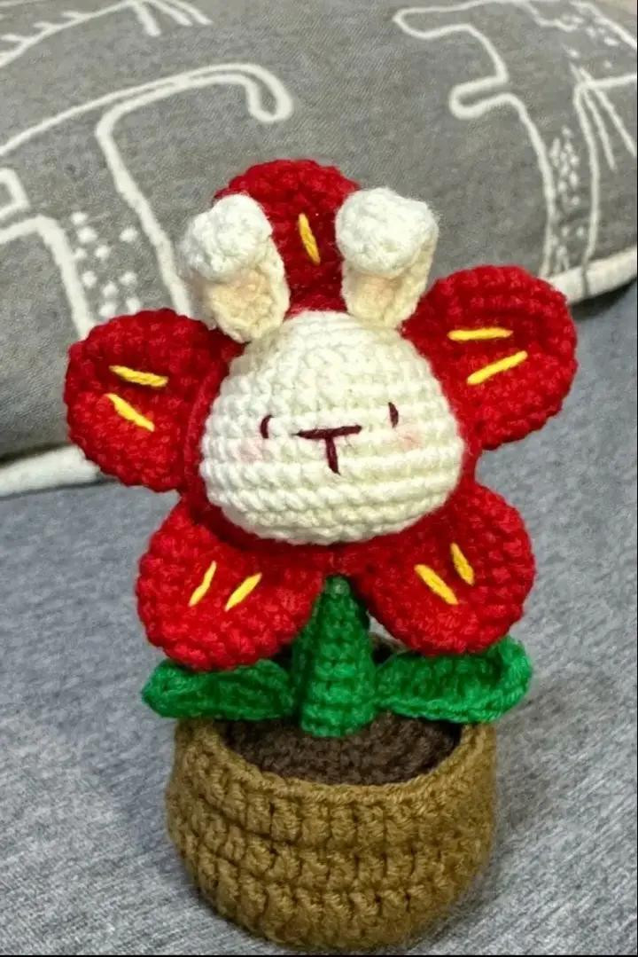 Crochet Rabbit Flower Pot Pattern Chart