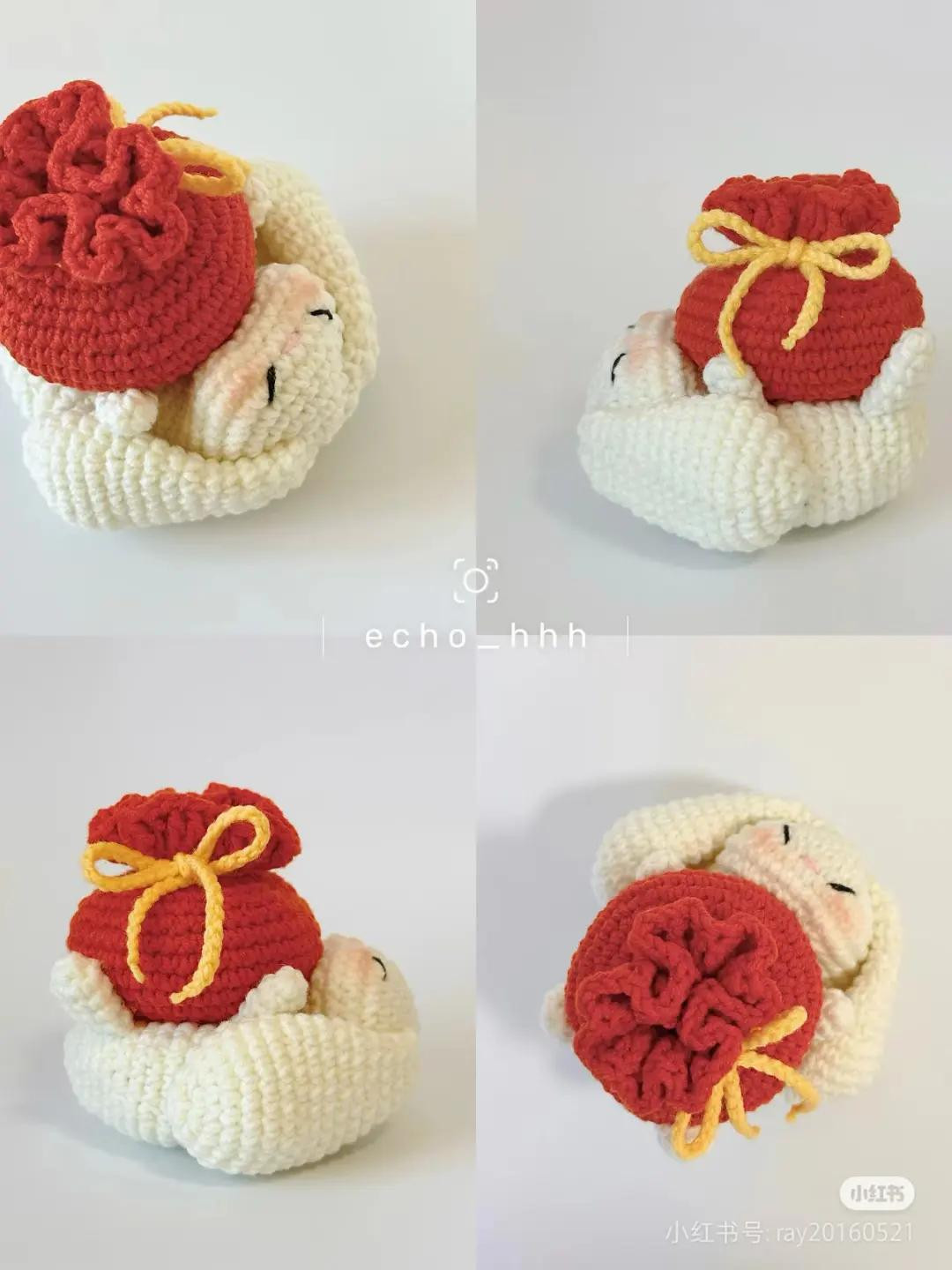 Crochet Rabbit Holding Lucky Money Bag Pattern Chart