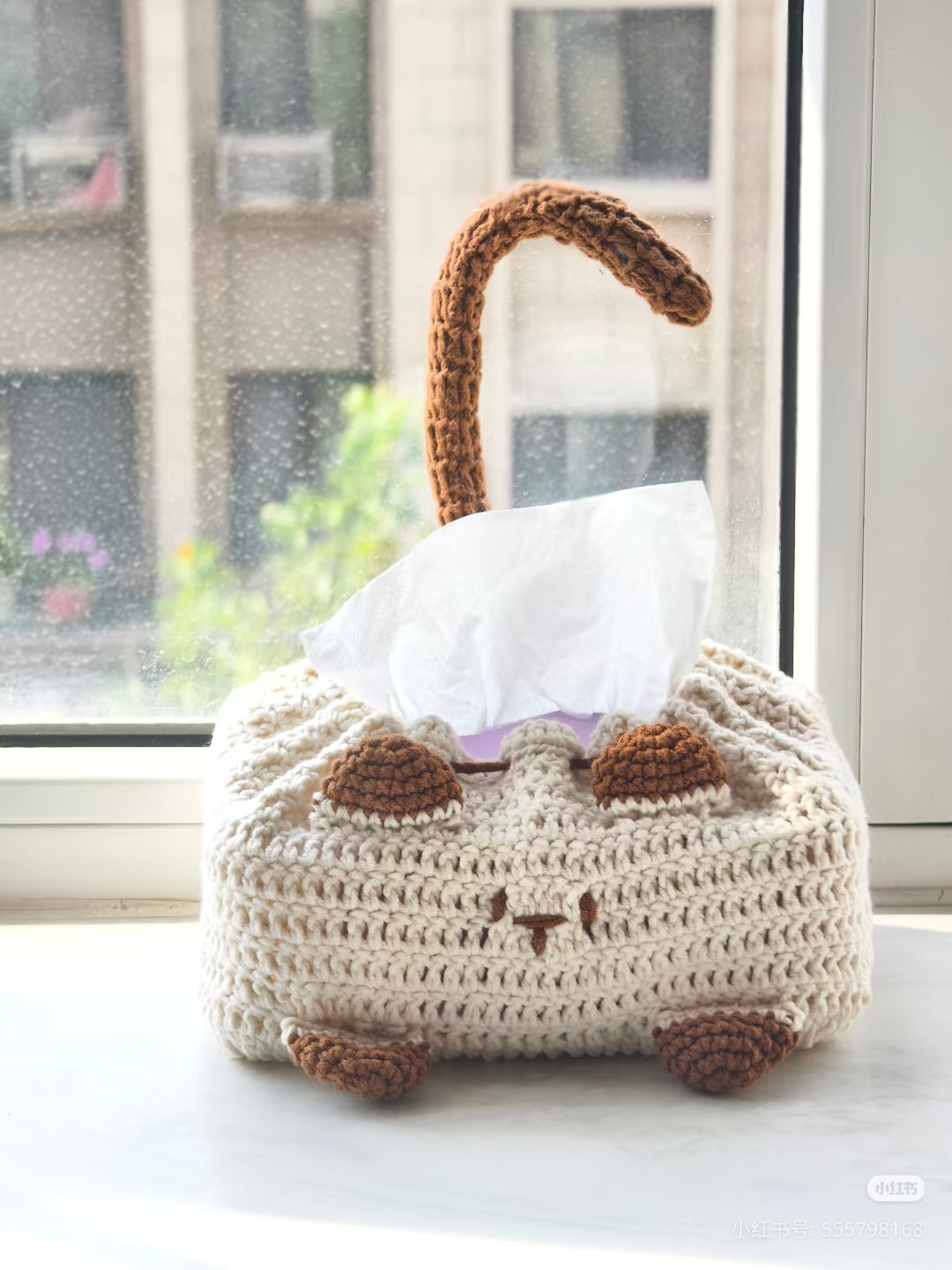Crochet Raccoon Cat Tissue Box Pattern Tutorial