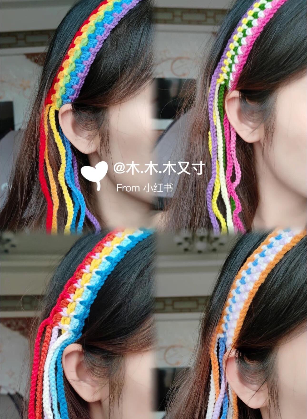 Crochet Rainbow Headband with Flower Tassels Tutorial