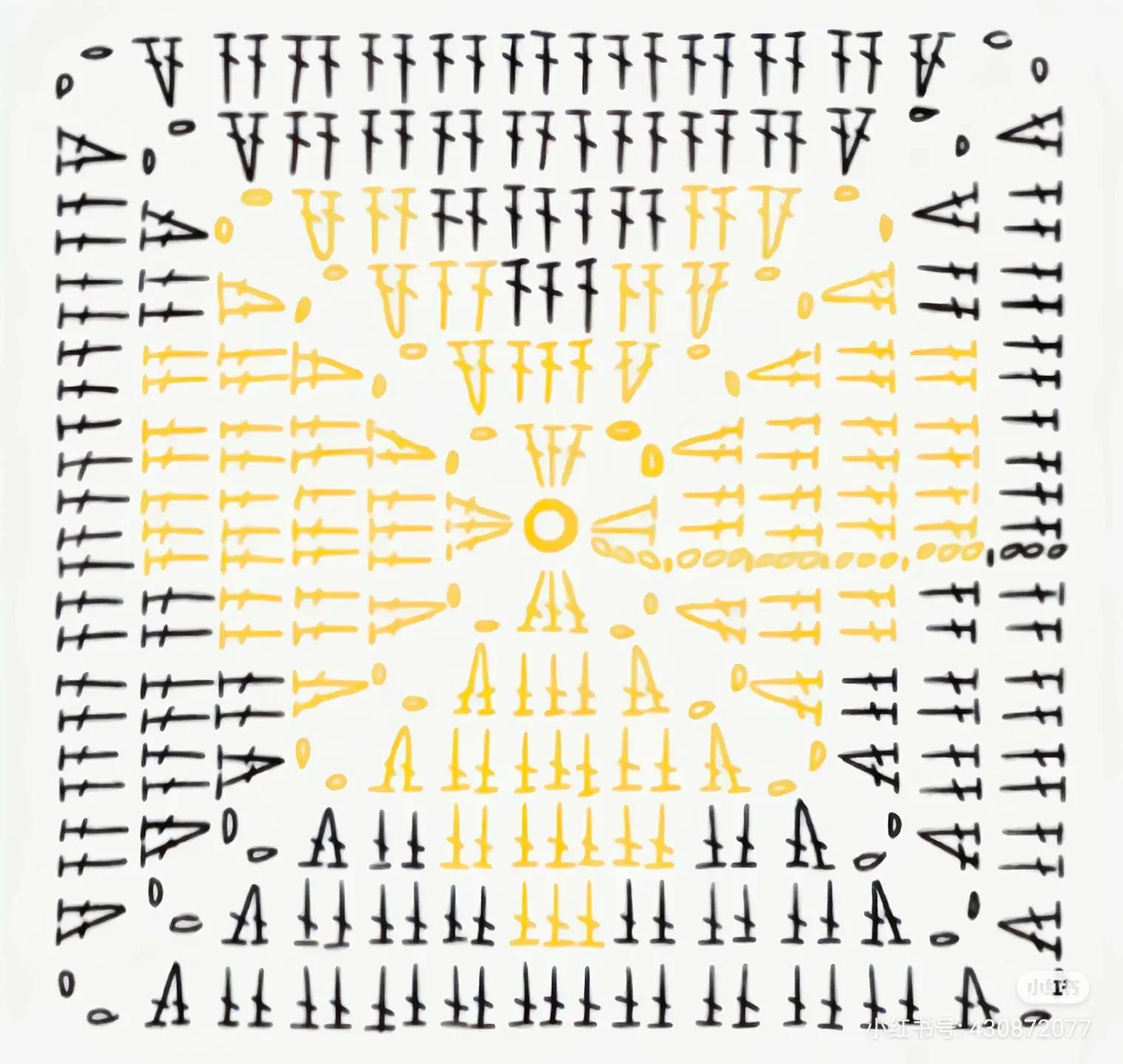 Crochet Red and Cream Heart Granny Square Flat Chart Pattern