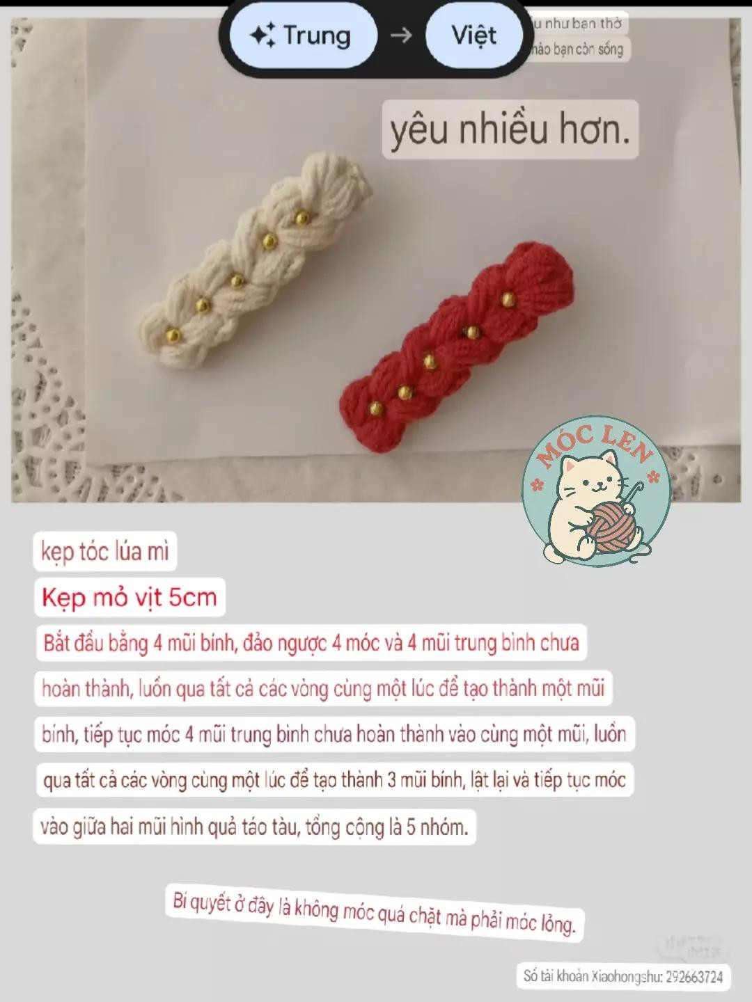 Crochet Red and White Flower Hair Clips Pattern Tutorial