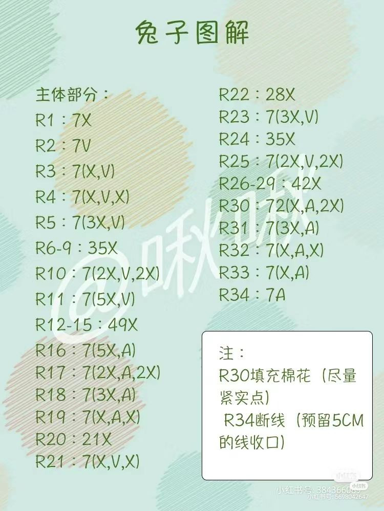 Crochet Red Bunny Doll Amigurumi Pattern Chart