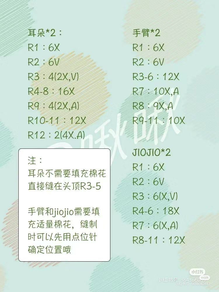 Crochet Red Bunny Doll Amigurumi Pattern Chart