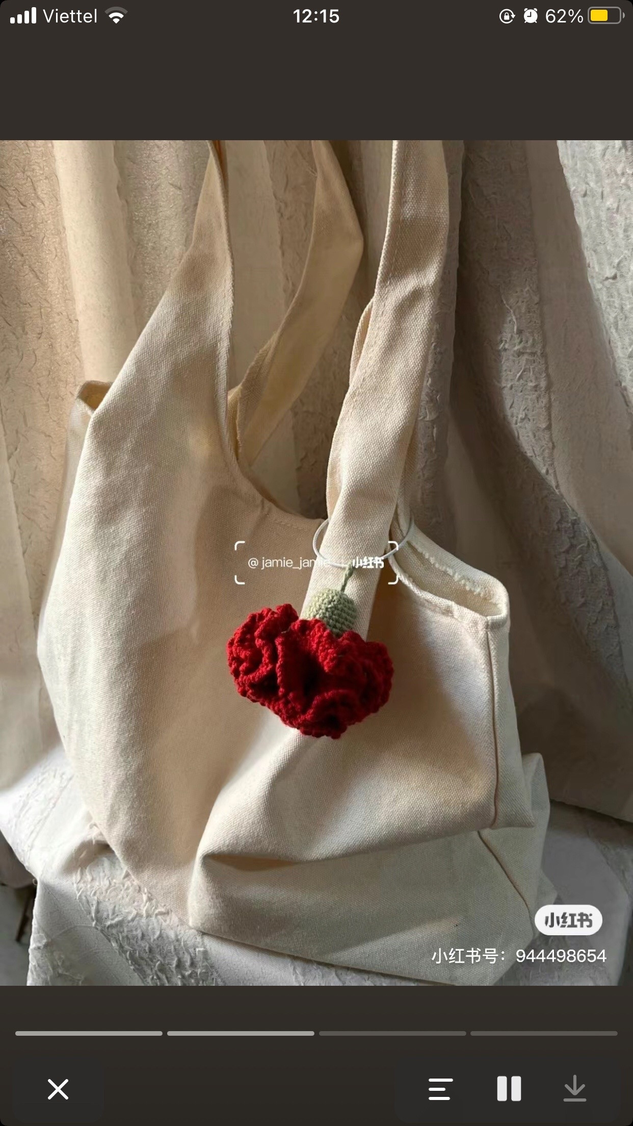 Crochet Red Flower Bag Charm Pattern Tutorial