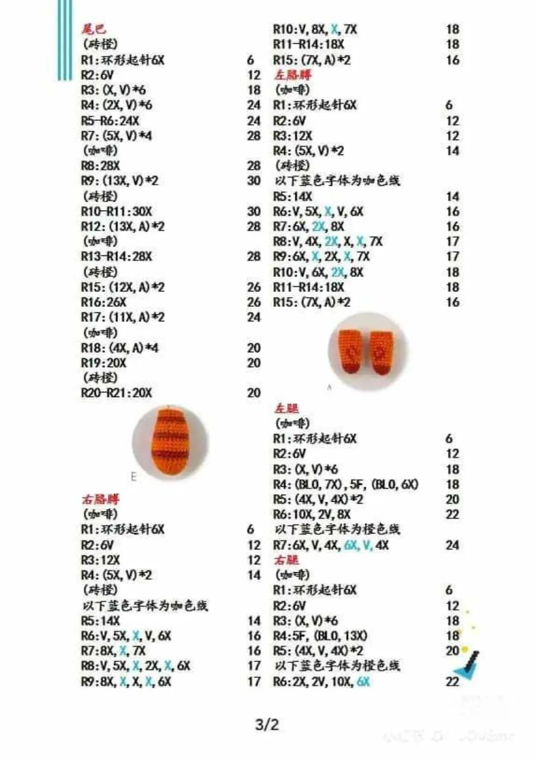 Crochet Red Panda Amigurumi Pattern Chart