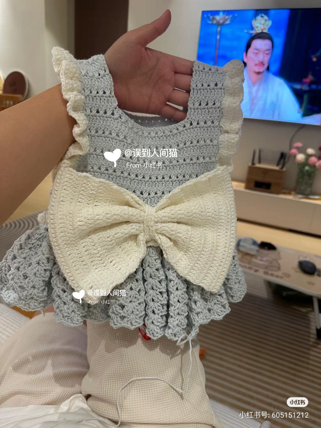 Crochet Red Princess Dress with Big Bow and Matching Headband Pattern