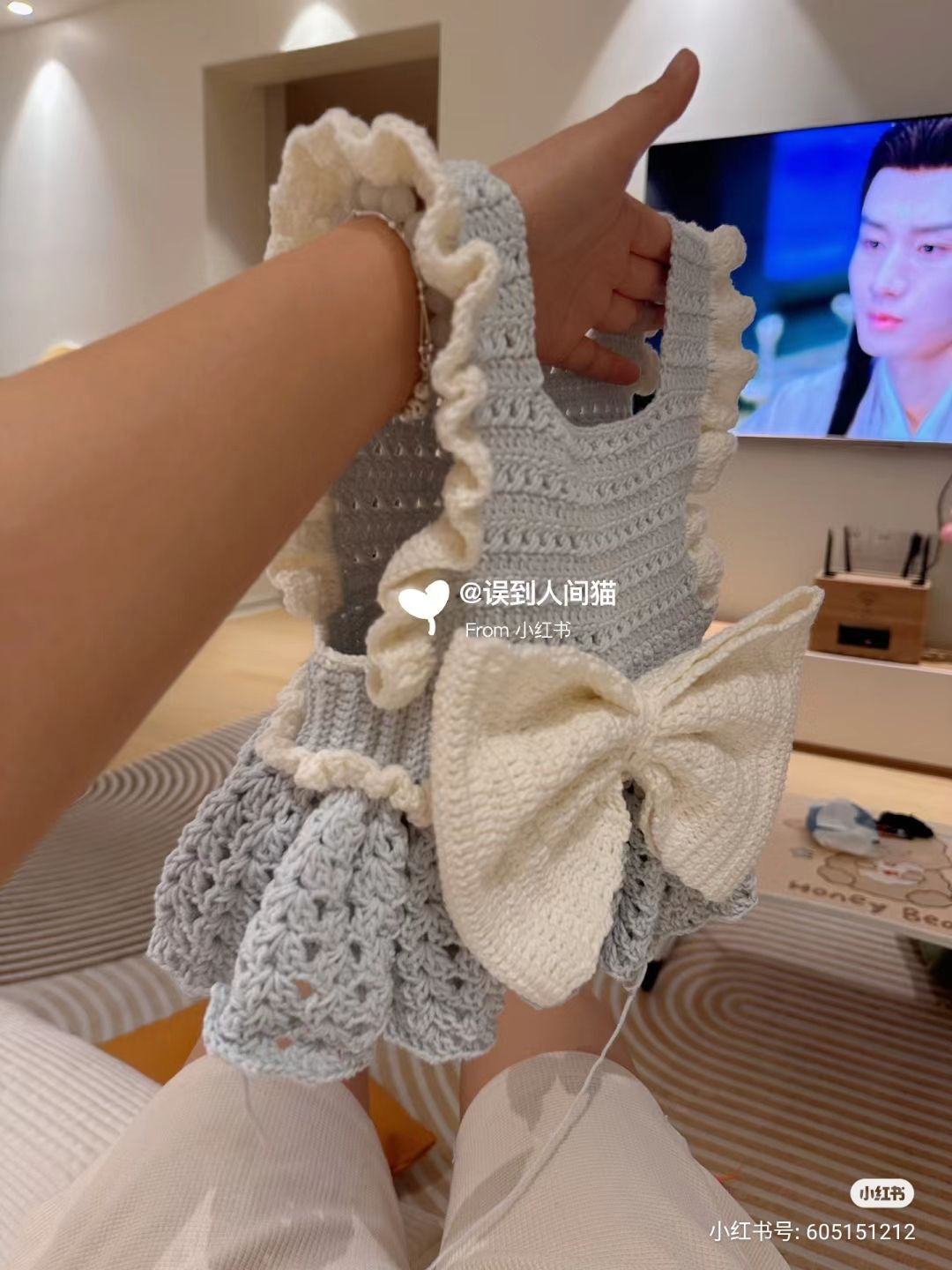 Crochet Red Princess Dress with Big Bow and Matching Headband Pattern