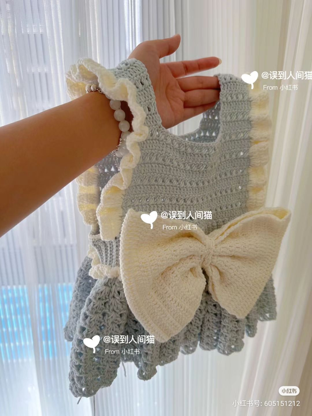 Crochet Red Princess Dress with Big Bow and Matching Headband Pattern