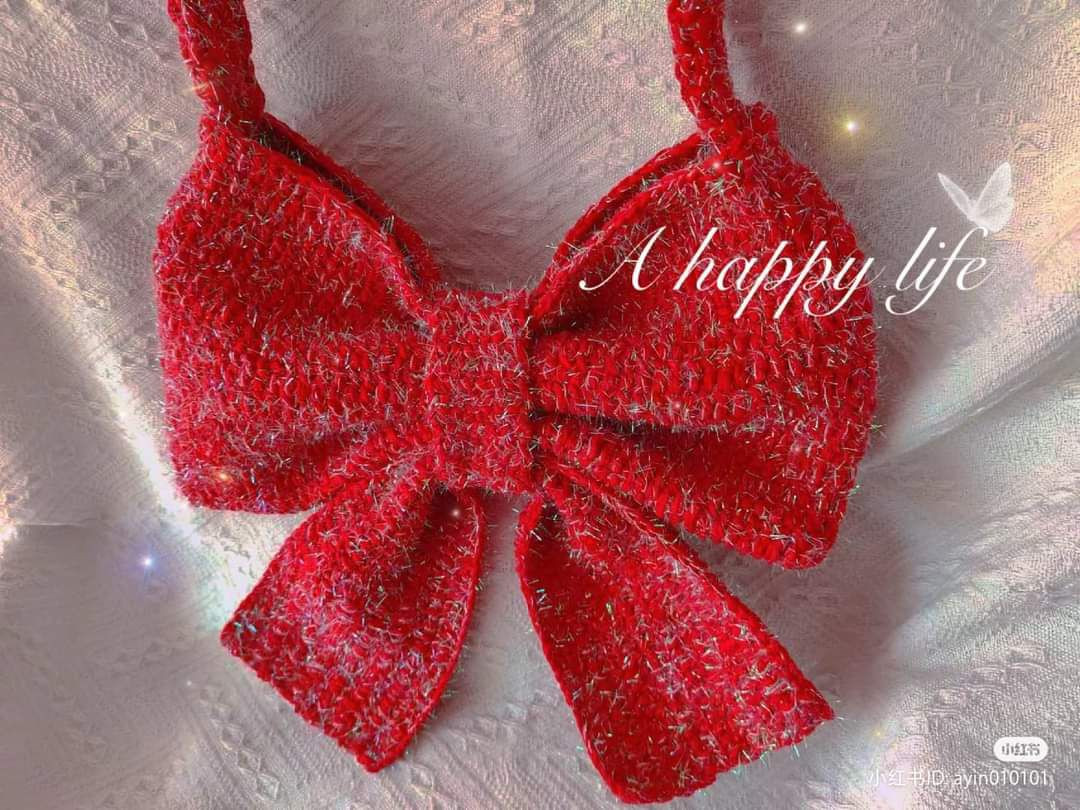 Crochet Red Sparkle Bow Bag Pattern Plus and Normal Version