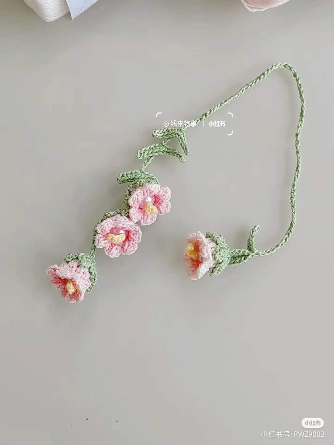 Crochet Romantic Lily of the Valley Hanging Ornament Chart