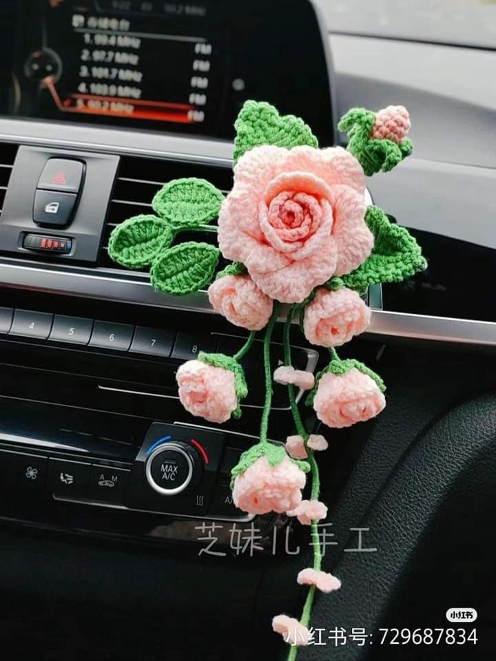 Crochet Rose Air Vent Clip Pattern Chart
