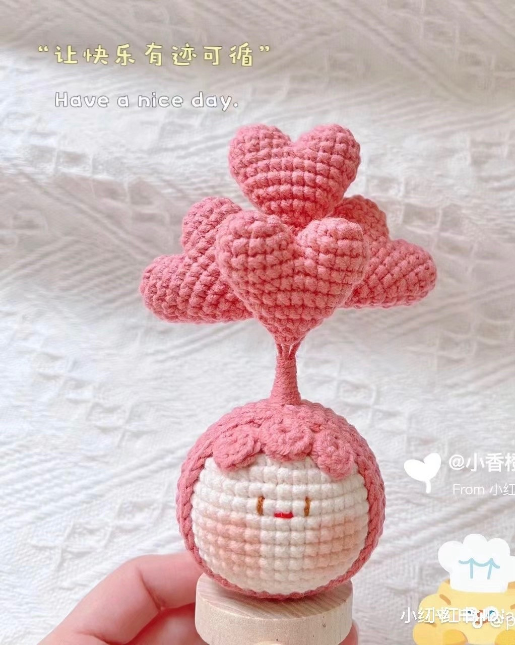 Crochet Rose Air Vent Clip Pattern with Lavender