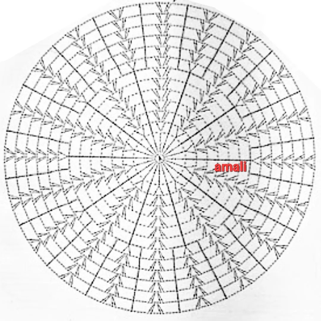 Crochet Round Doily Pattern Chart: Orange and Green Lace Motif