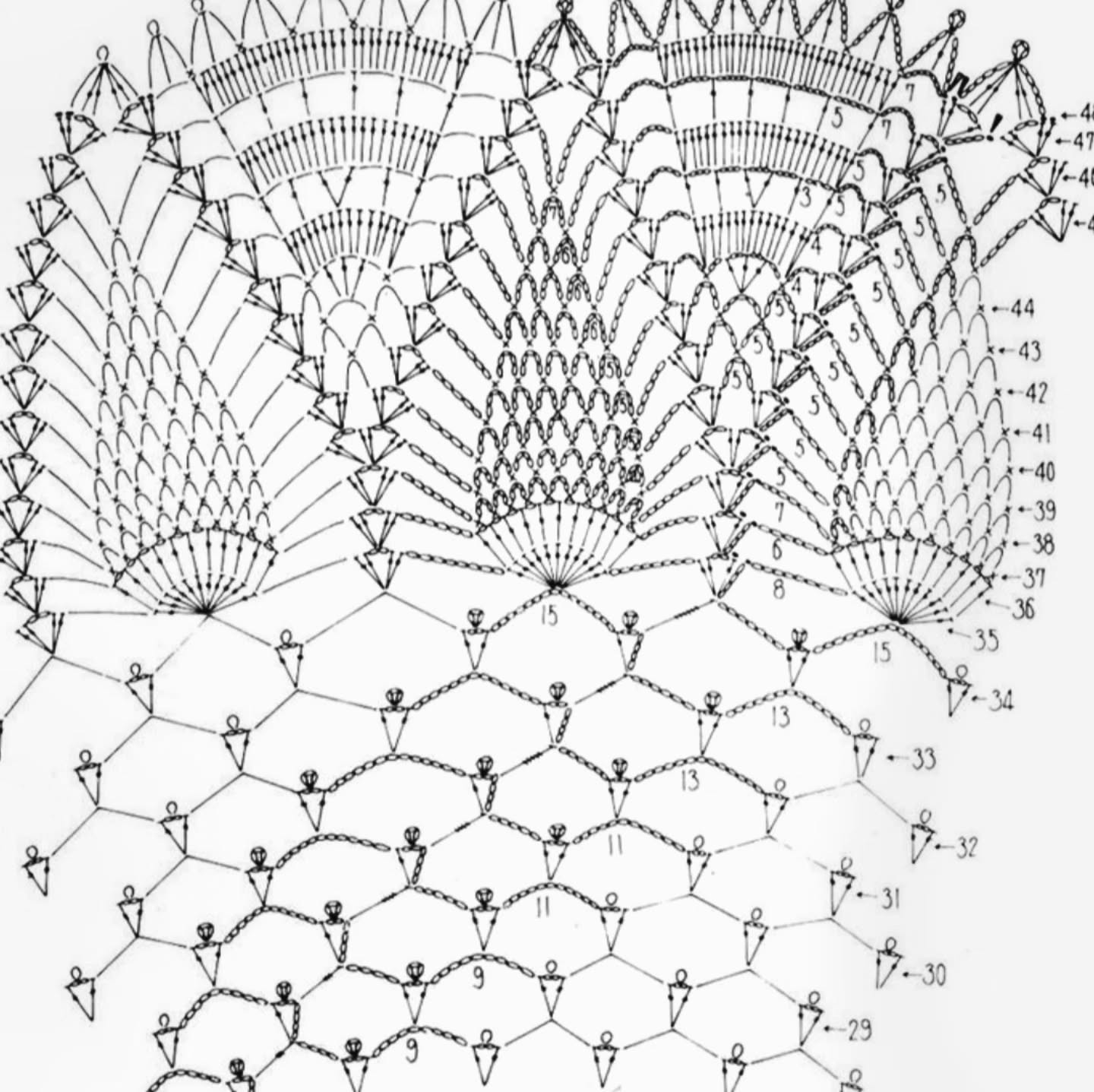 Crochet Round Tablecloth Pattern with Fan Border and Lattice Design