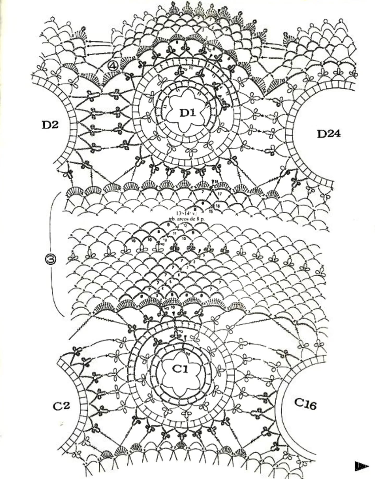 Crochet Round Tablecloth Pattern with Floral Motifs and Lace Edging
