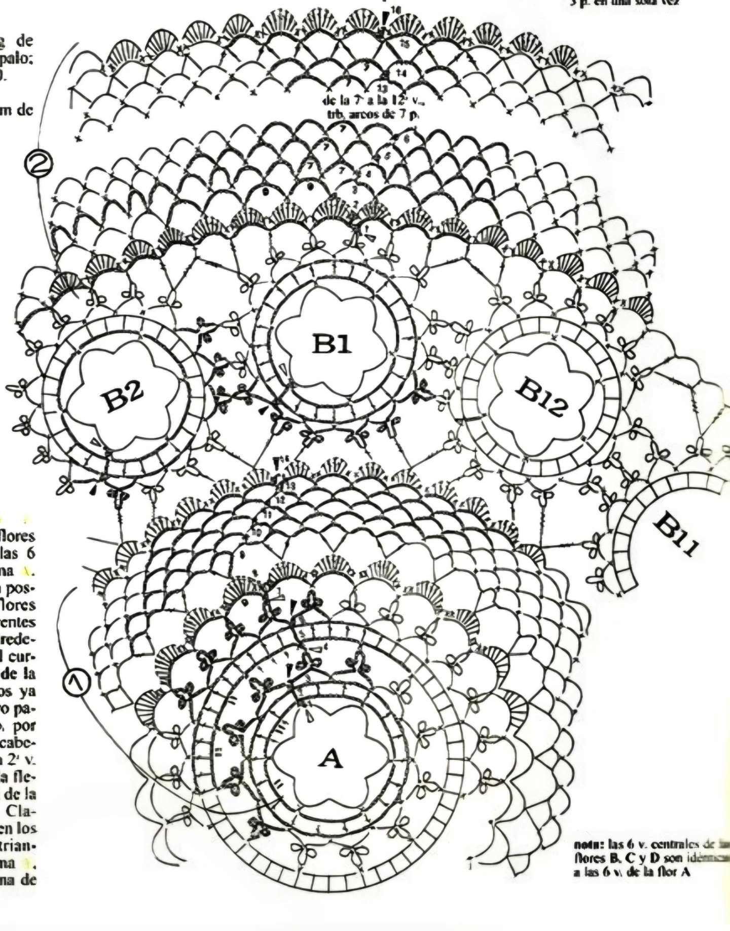 Crochet Round Tablecloth Pattern with Floral Motifs and Lace Edging