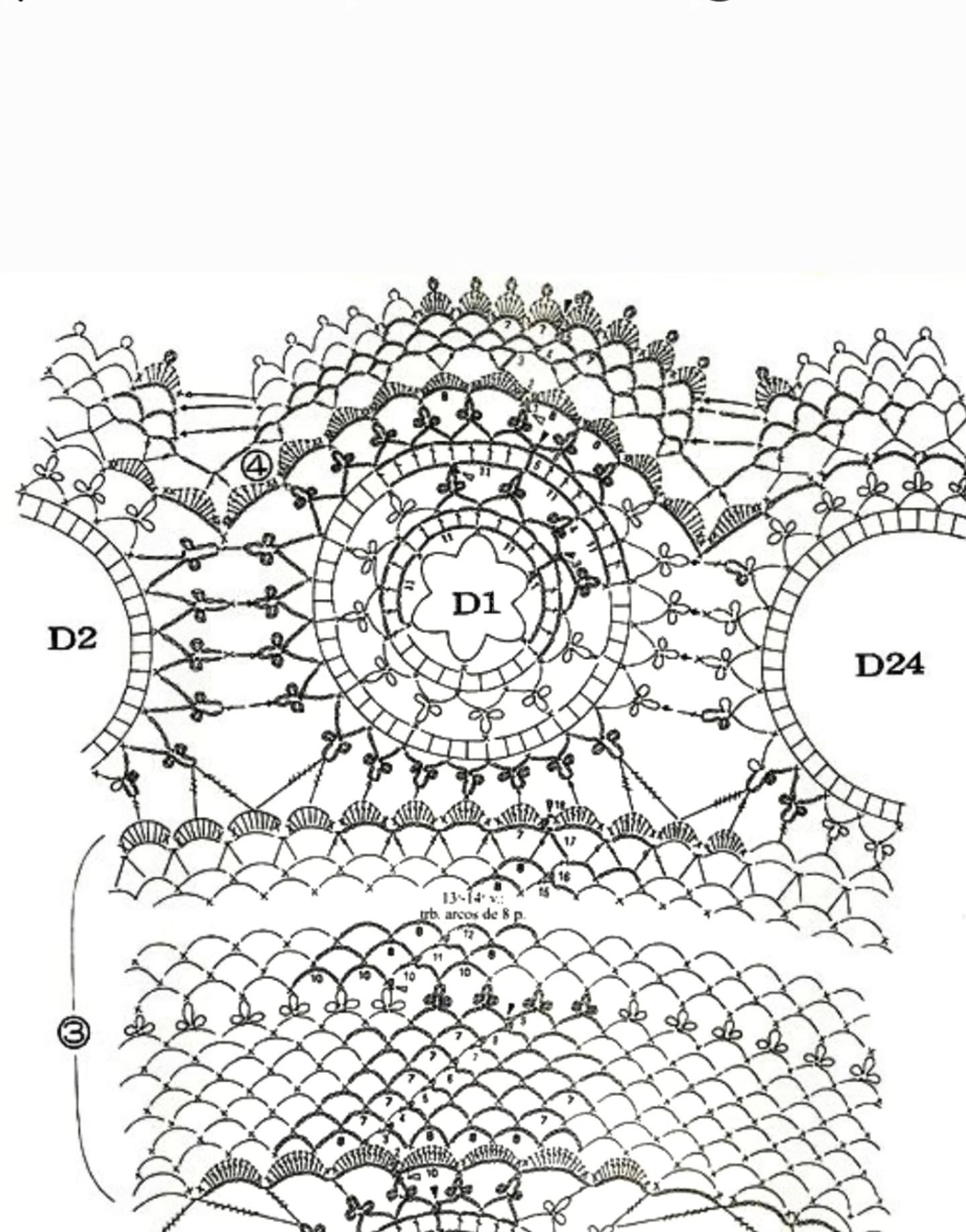 Crochet Round Tablecloth Pattern with Floral Motifs and Lace Edging