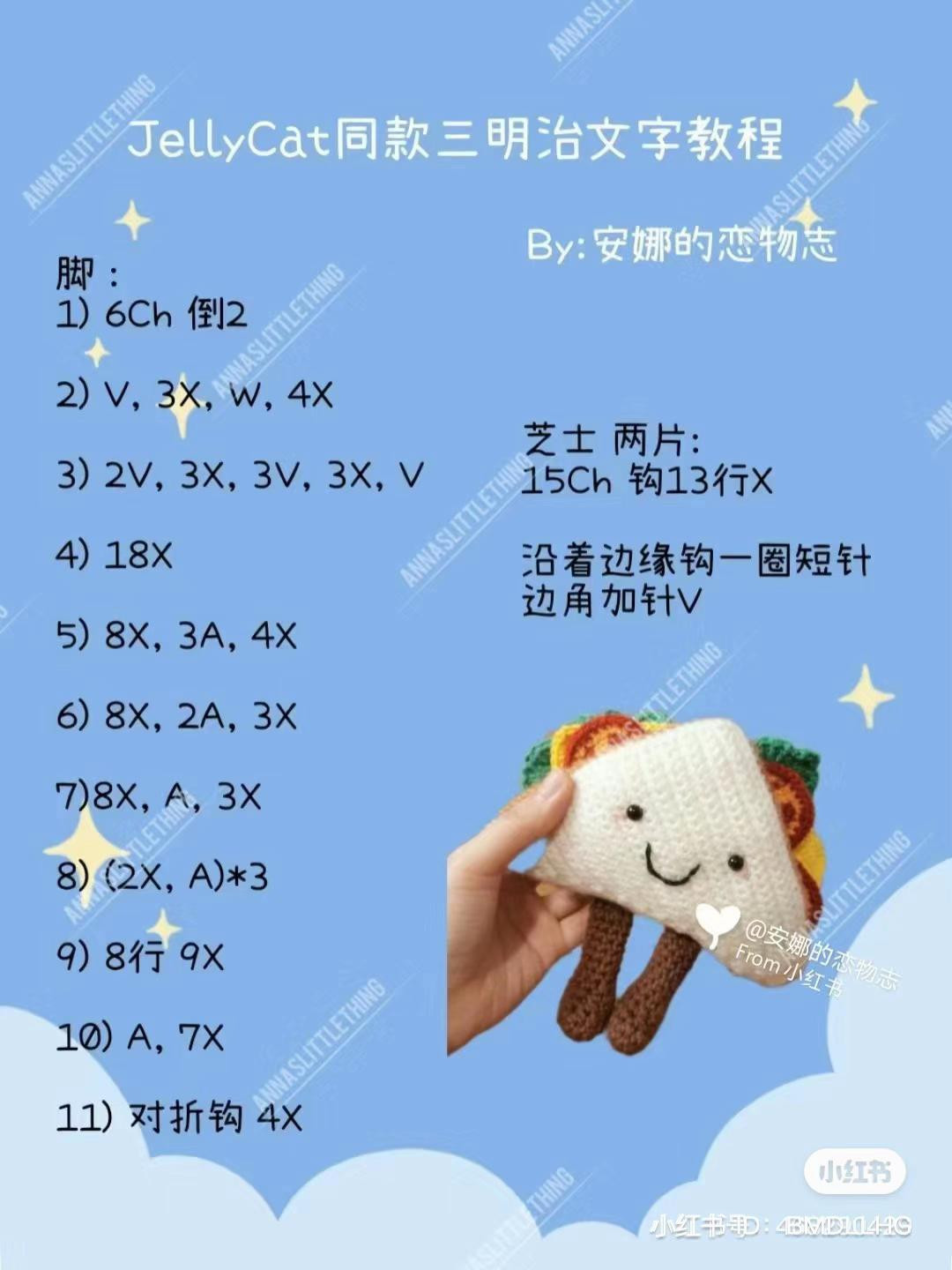 Crochet Sandwich Doll Tutorial: Step-by-step guide to making a cute Jellycat-style amigurumi sandwich with lettuce and tomato slices