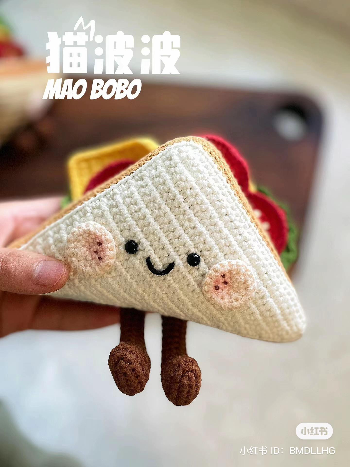 Crochet Sandwich Doll Tutorial: Step-by-step guide to making a cute Jellycat-style amigurumi sandwich with lettuce and tomato slices