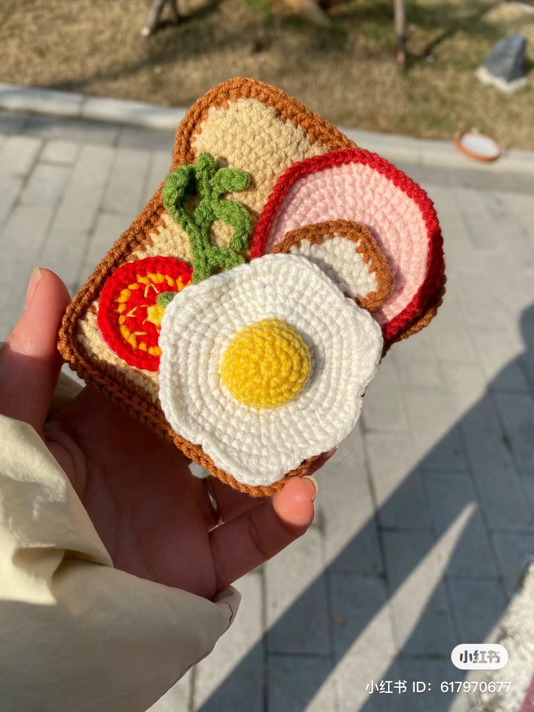 Crochet Sandwich Toast Chart with Egg and Ham