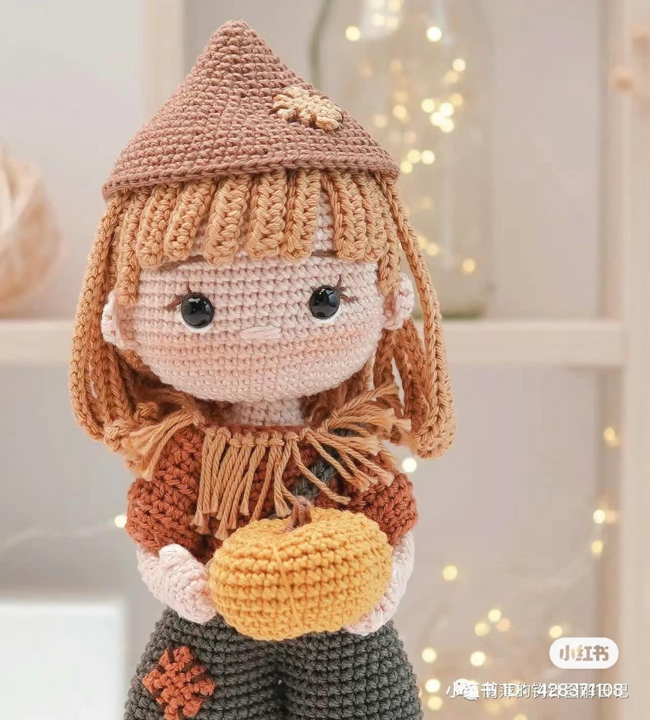 Crochet Scarecrow Doll Sami Pattern with Pumpkin