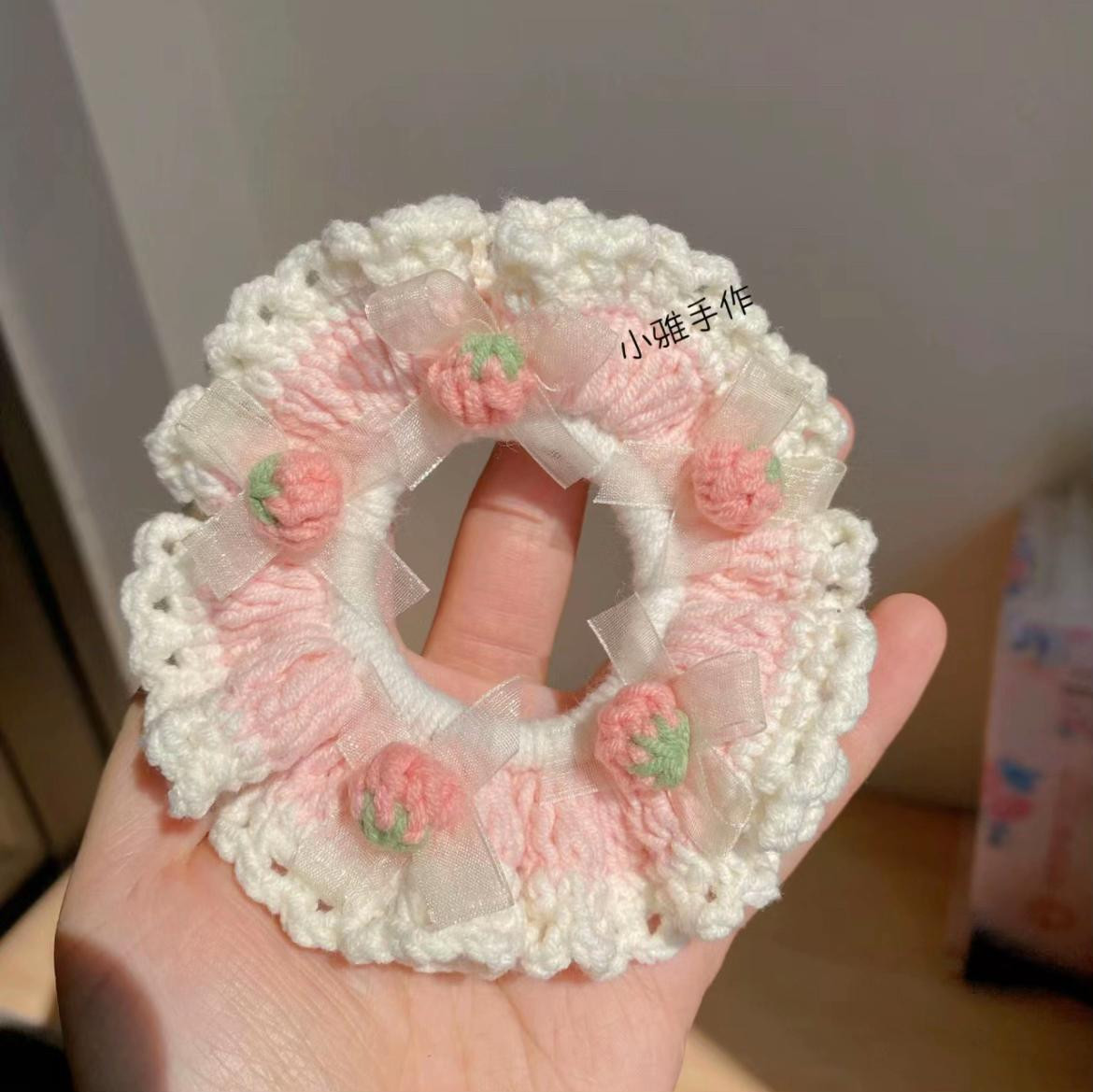 Crochet Scrunchie Patterns: Pudding Dog and Strawberry Designs