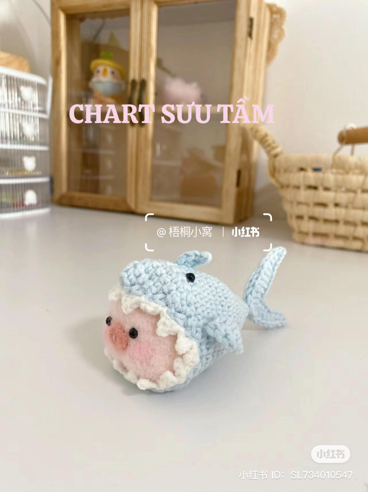 Crochet Shark Jacket for Pig Head Doll Pattern