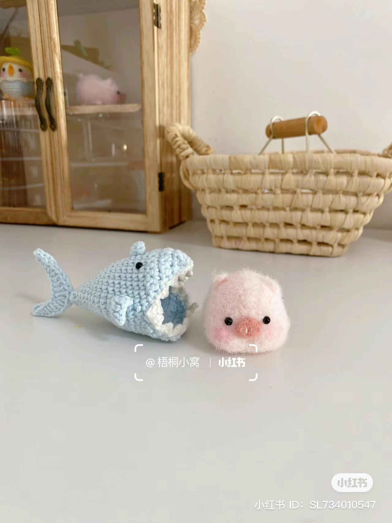 Crochet Shark Jacket for Pig Head Doll Pattern