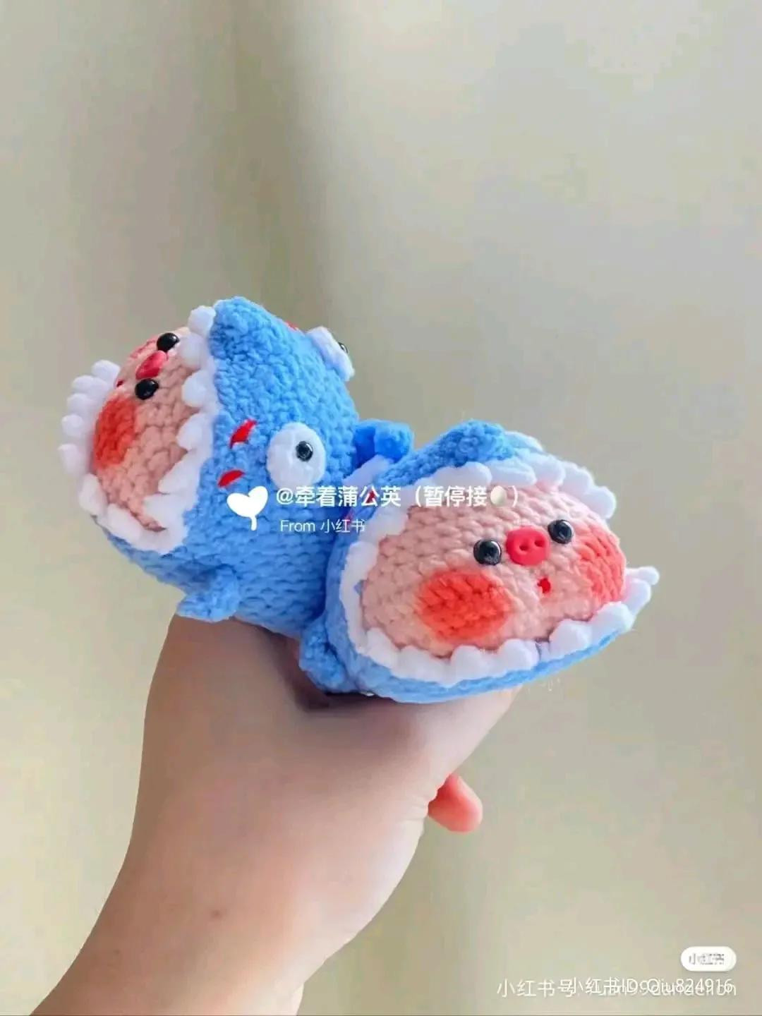 Crochet Shark Pig Amigurumi Pattern Tutorial with Chart Instructions
