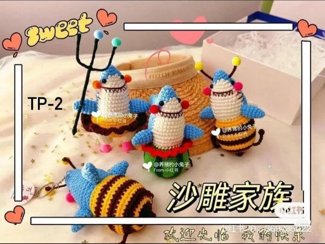 Crochet Shark Watermelon Doll Pattern Chart