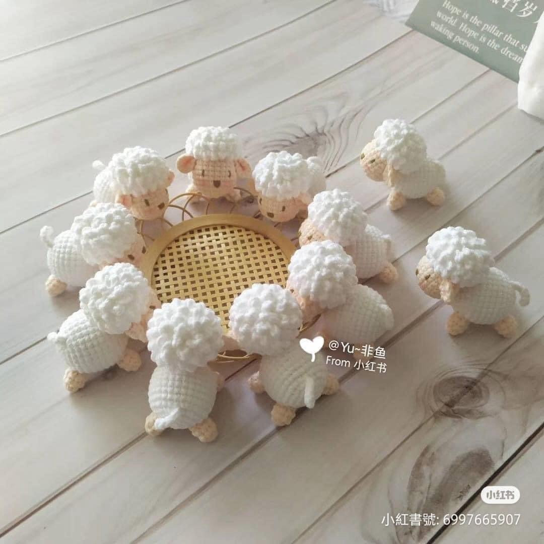 Crochet Sheep Amigurumi Pattern Chart with Color Variations
