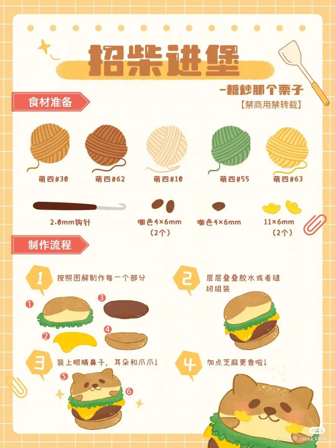 Crochet Shiba Inu Hamburger Doll Pattern Chart