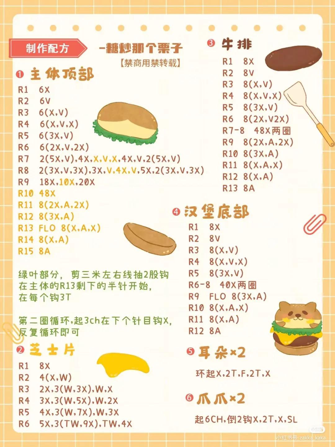 Crochet Shiba Inu Hamburger Doll Pattern Chart