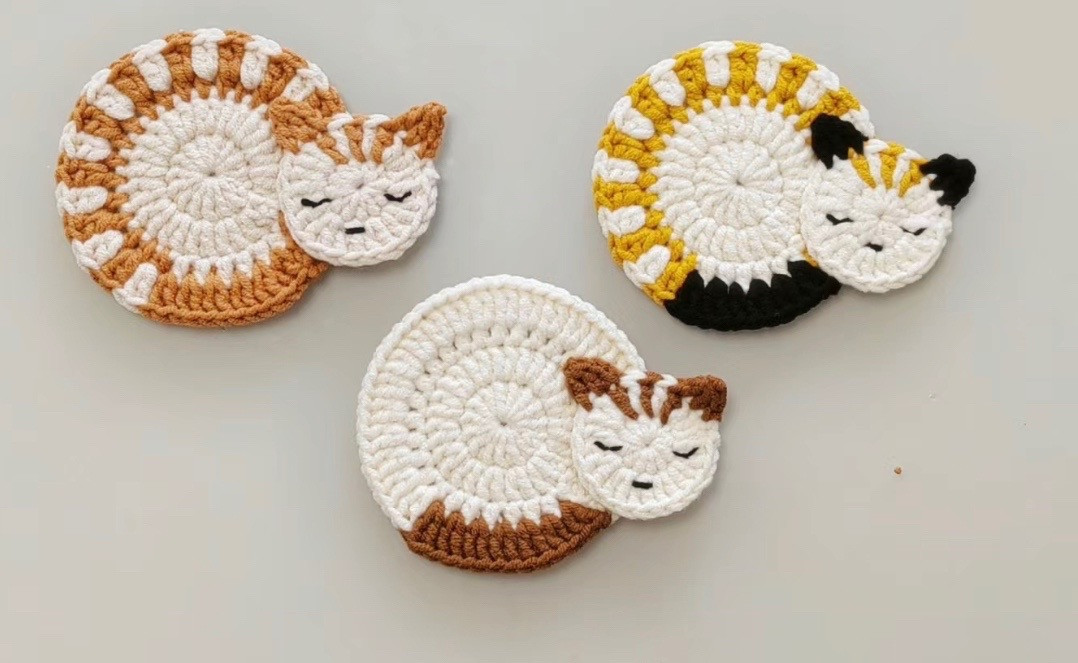 Crochet Sleeping Cat Coaster Pattern Chart