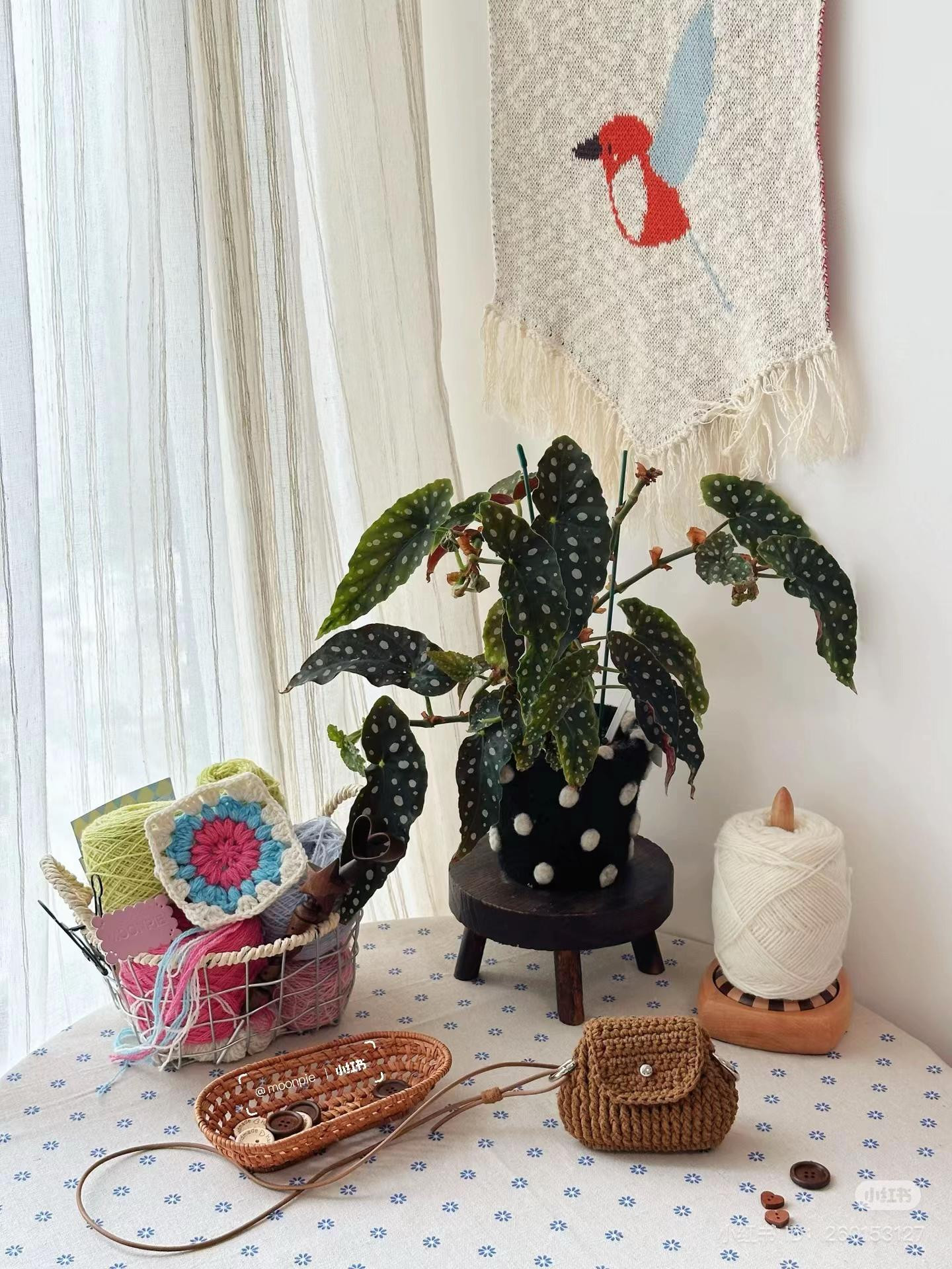 Crochet Small Bean Bag Pattern: Brown and Yellow Mini Crossbody Bag with Pearl Button