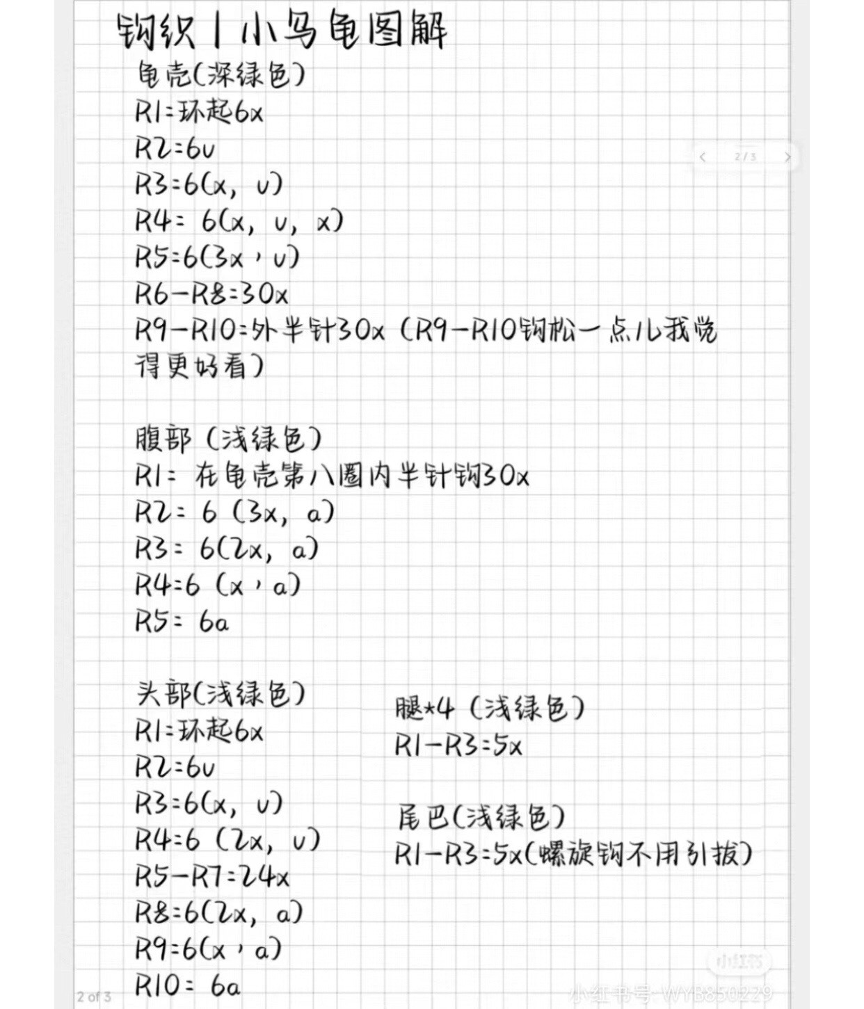 Crochet Small Turtle Pattern Chart